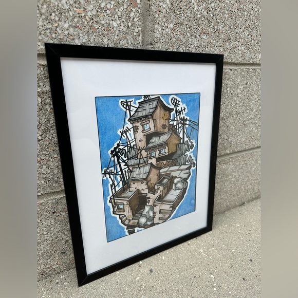 Original Art “Hood Up High” Urban Art Mixed Media Canvas Framed 8x10 - Picture 3 of 8